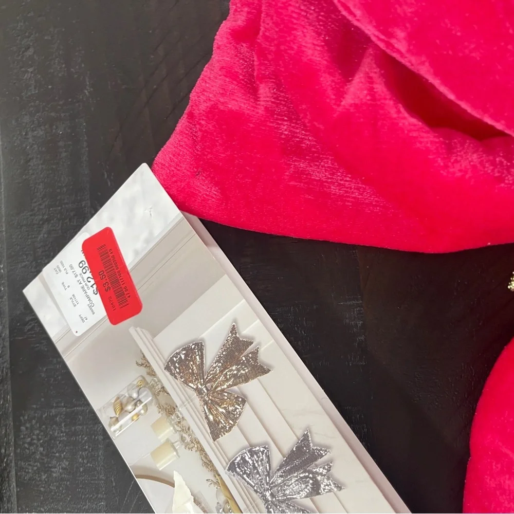 Hot Pink Velvet Ribbon Christmas Bow Valentine Bow Wall Tree Decor NWT